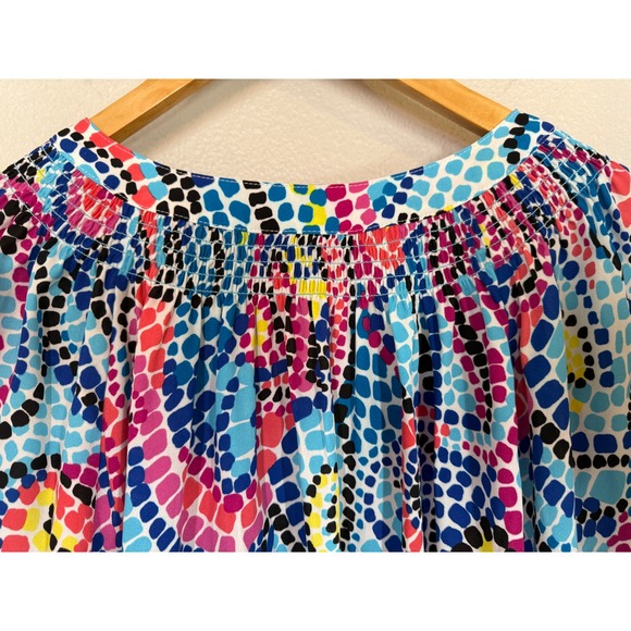 Investments II Womens Size 3X Long Sleeve Blouse Bright Colorful Mosaic Dots Top - Picture 6 of 9